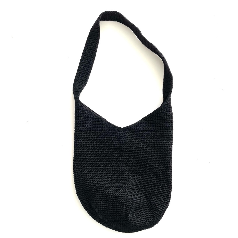 The Sak Crocheted Shoulder Hobo Bag Purse Black